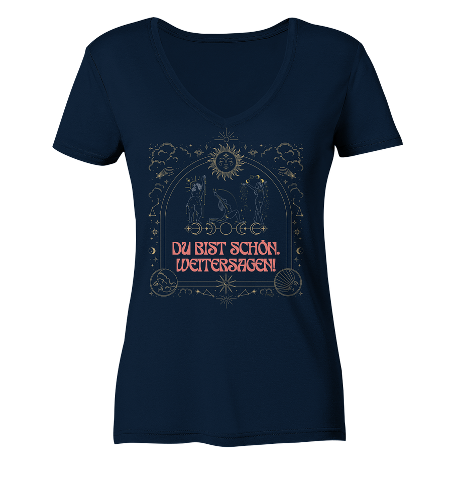 fly Lieblingsshirts - Du bist scshön. Weitersagen - Ladies Organic V-Neck Shirt