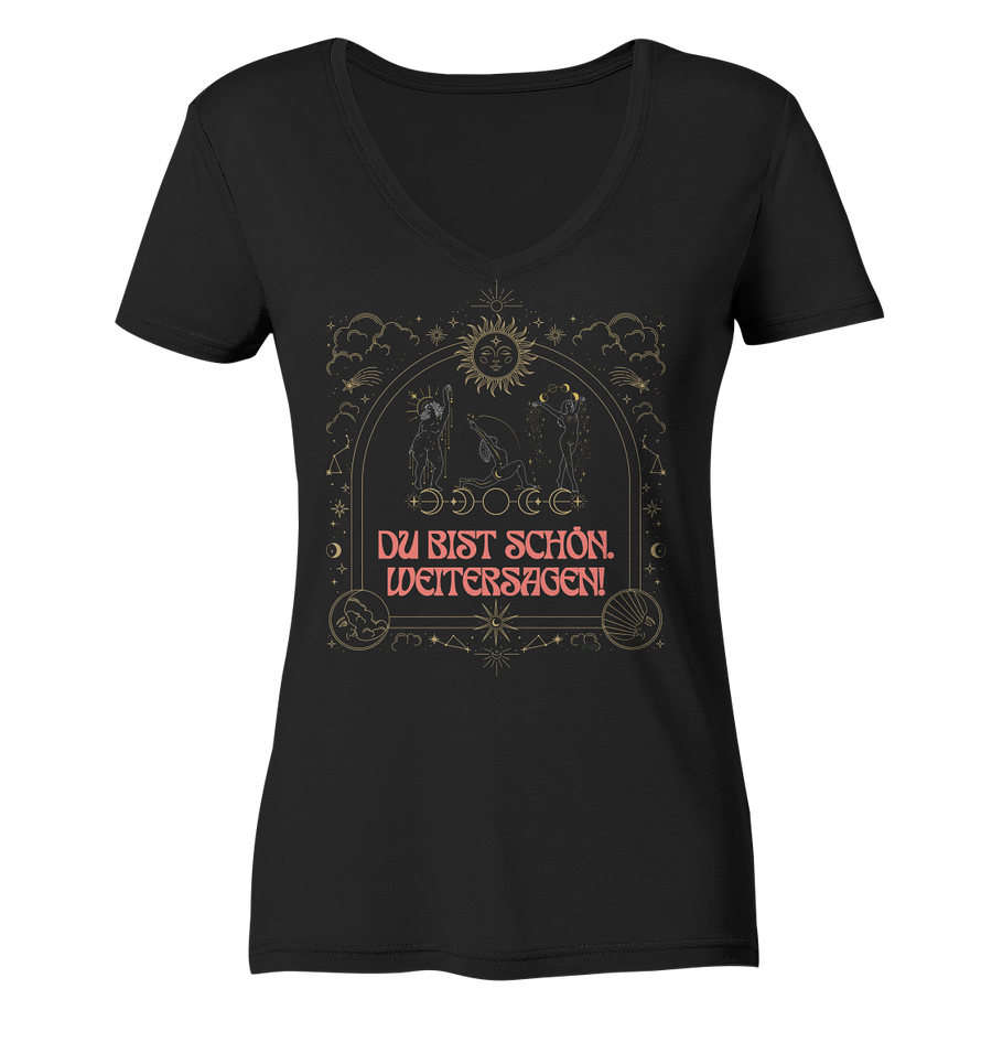 fly Lieblingsshirts - Du bist scshön. Weitersagen - Ladies Organic V-Neck Shirt